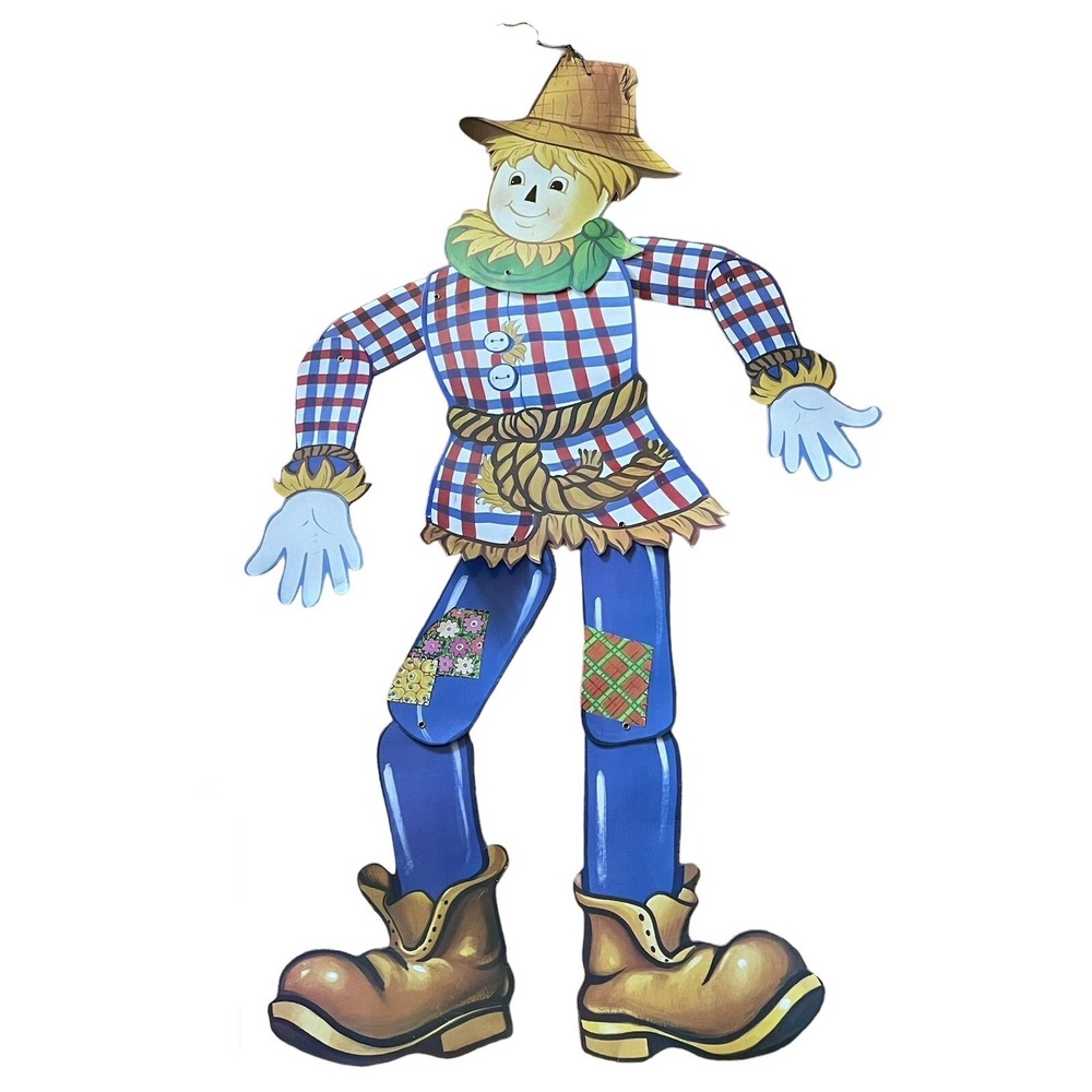 Vintage Jointed SCARECROW Die Cut Decoration Fall Halloween Large 48"